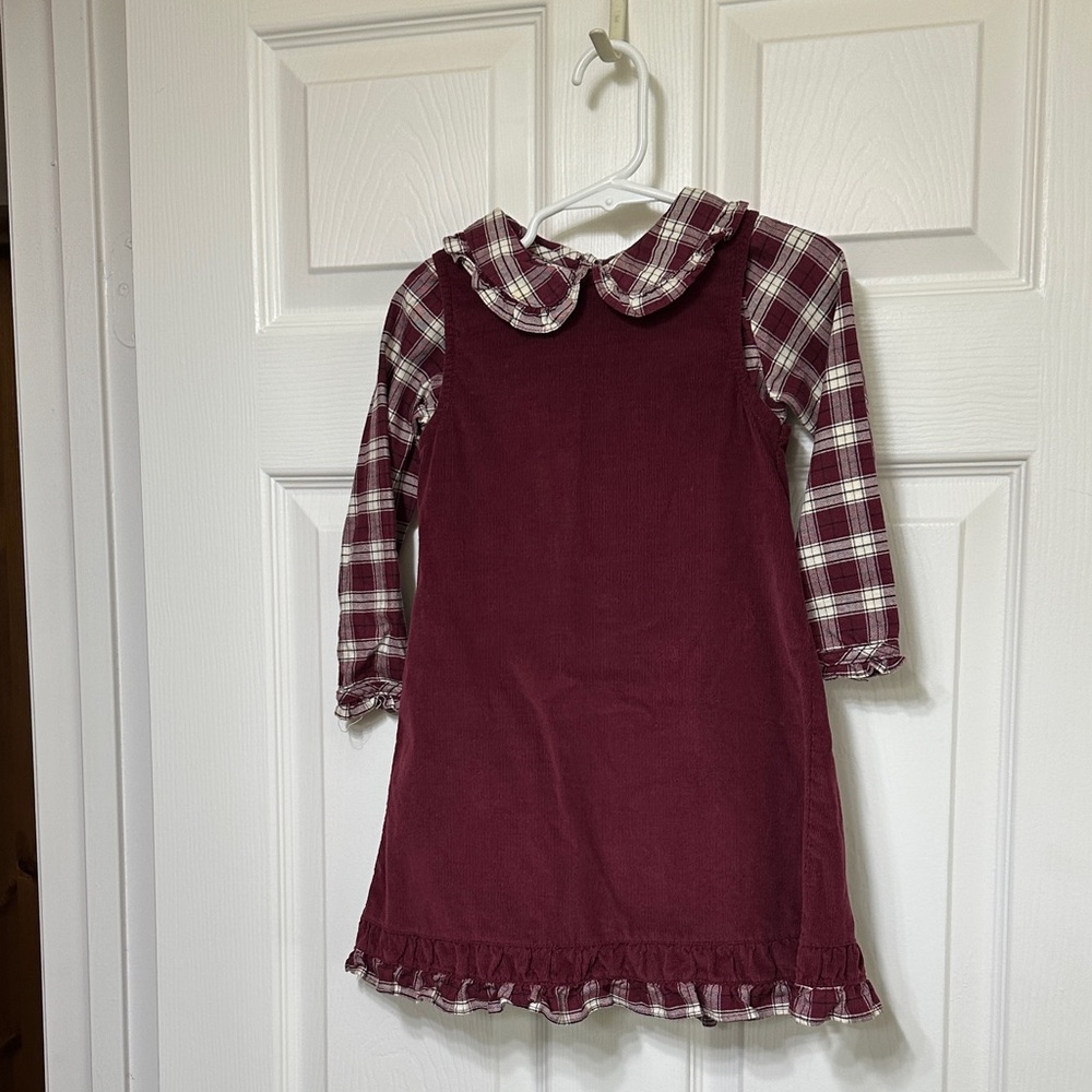 Strasburg Maroon and Plaid Formal Kids Dress, size 3T